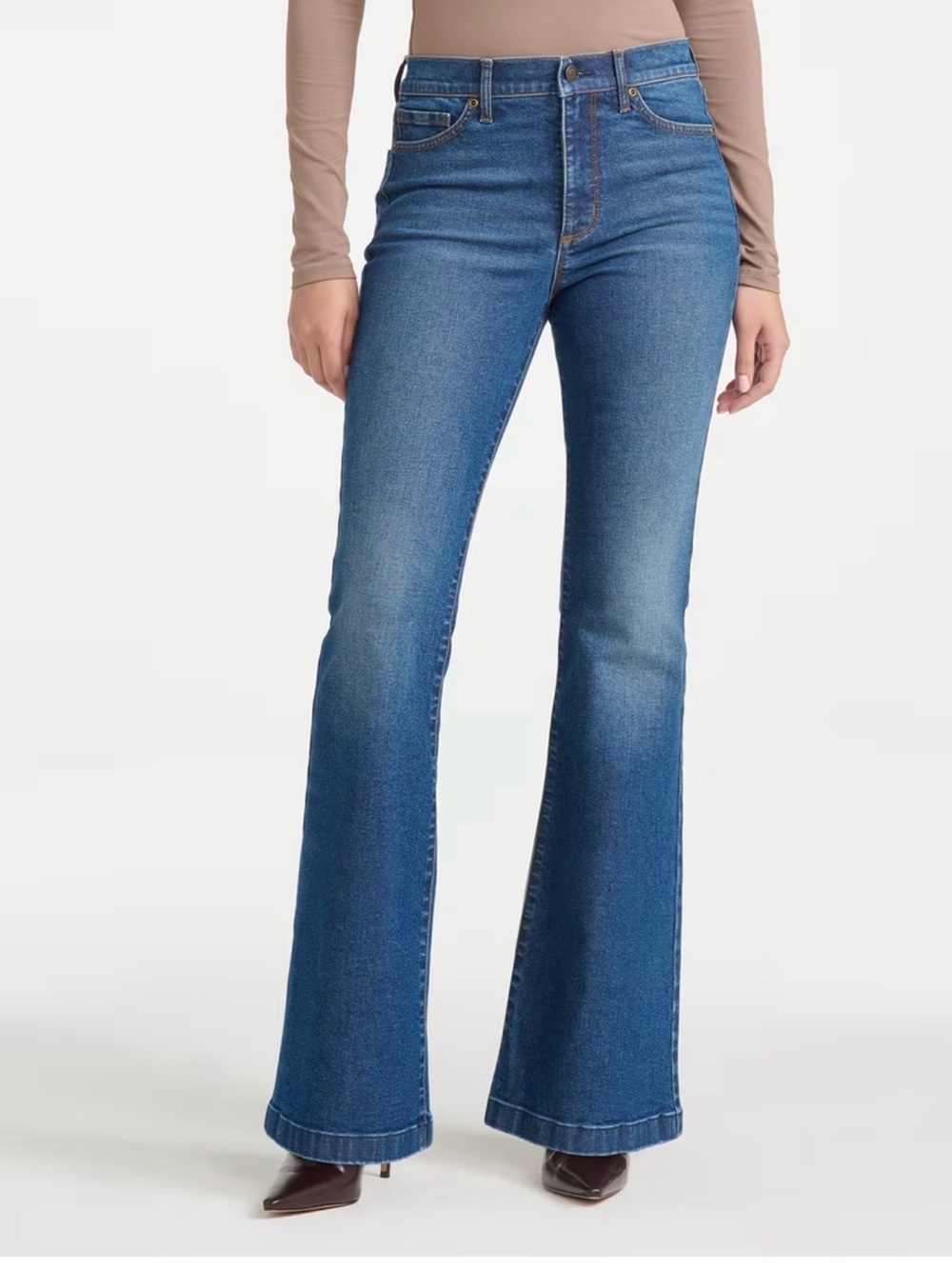 Women’s Blue High-Rise Flared Jeans